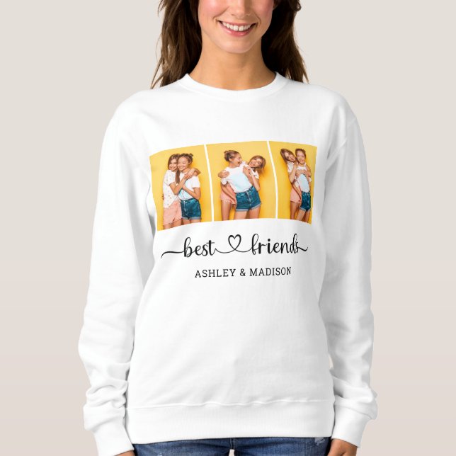 Sweatshirt Noms personnalisés 3 Collage photo Meilleurs amis (Devant)