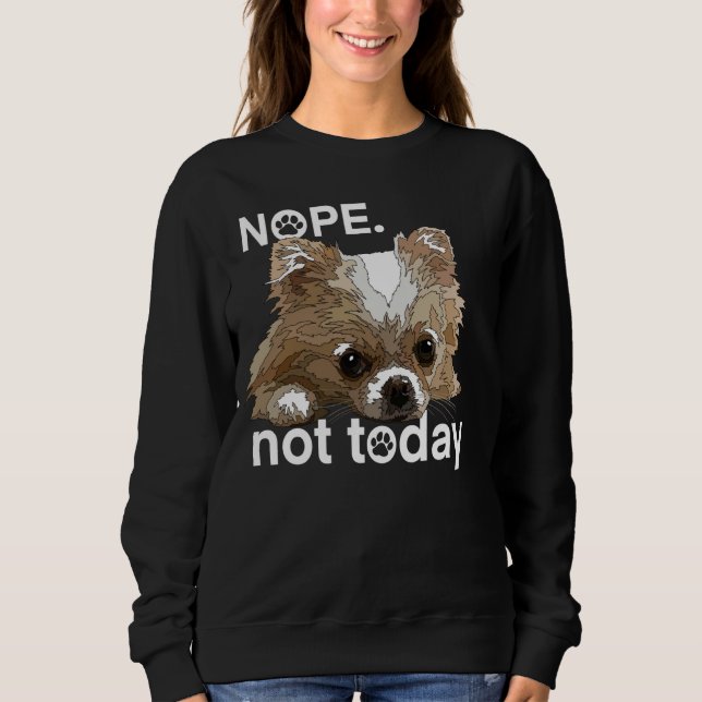 Sweatshirt Non Pas Aujourd'Hui Chihuahua Chig Funny Chiwawa L (Devant)