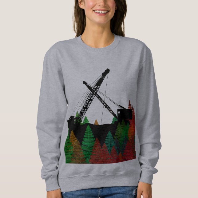Sweatshirt Nord-Ouest, grue et lunette, art INGÉNIEUR OPÉRATI (Devant)