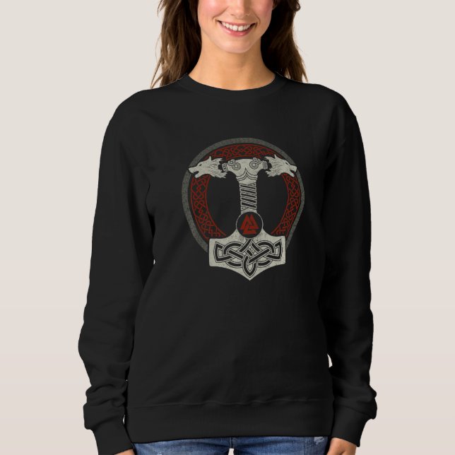 Sweatshirt Norse Mythology Wolf Thor Valknut Celtic Symbol Vi (Devant)