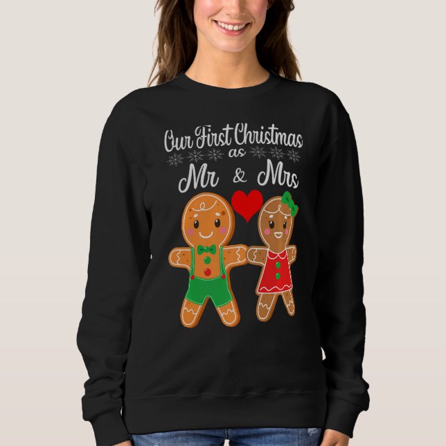 Sweatshirt Notre Premier Noël En Tant Que Monsieur Et Madame  (Devant)