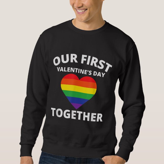Sweatshirt Notre première journée de Valentines ensemble tenu (Devant)