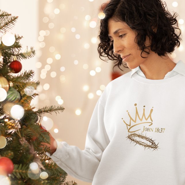 Sweatshirt NOTRE SAUVEUR ROI CHrétienne Noël blanc aux femmes (Créateur téléchargé)