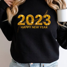 Sweatshirt Nouvel an 2023 Parties scintillant d'or étincelant