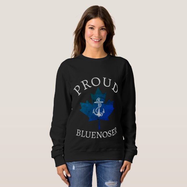 Sweatshirt Nouvelle-Écosse Proud Bluenoser ancre feuille d'ér (Devant entier)