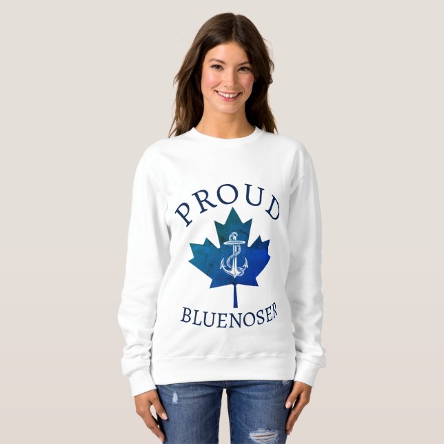 Sweatshirt Nouvelle-Écosse Proud Bluenoser ancre feuille d'ér (Devant entier)