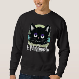 Sweatshirt Nouvelles personnes Chat noir Sleepy Face Vintage