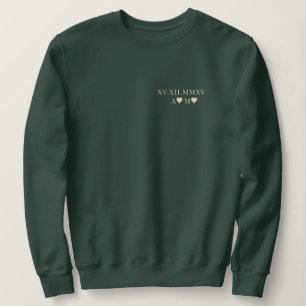 Sweatshirt Numéro romain personnalisé Date Anniversaire Vert