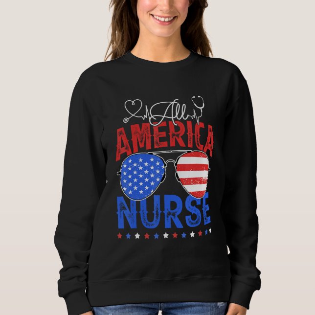 Sweatshirt Nurse Stethoscope Sunglasses 4th Of July Memorial  (Devant)