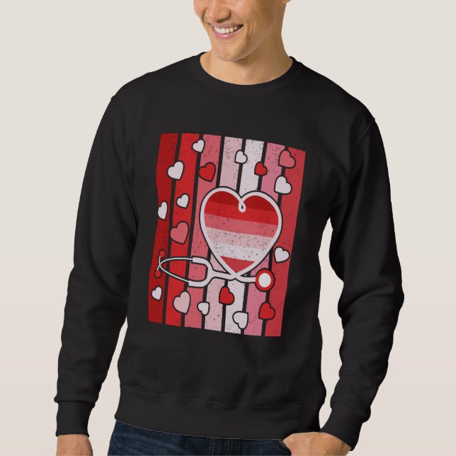 Sweatshirt Nurse Valentines Day Heart Stethoscope Cute Love N (Devant)