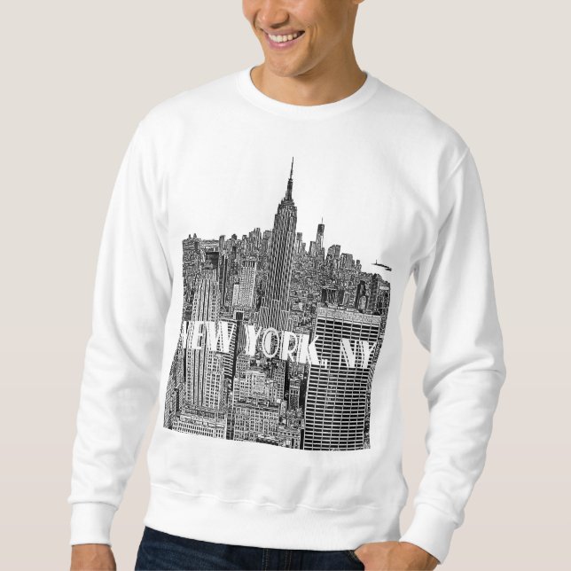 Sweatshirt NYC Etched Look Skyline From Above (Devant)