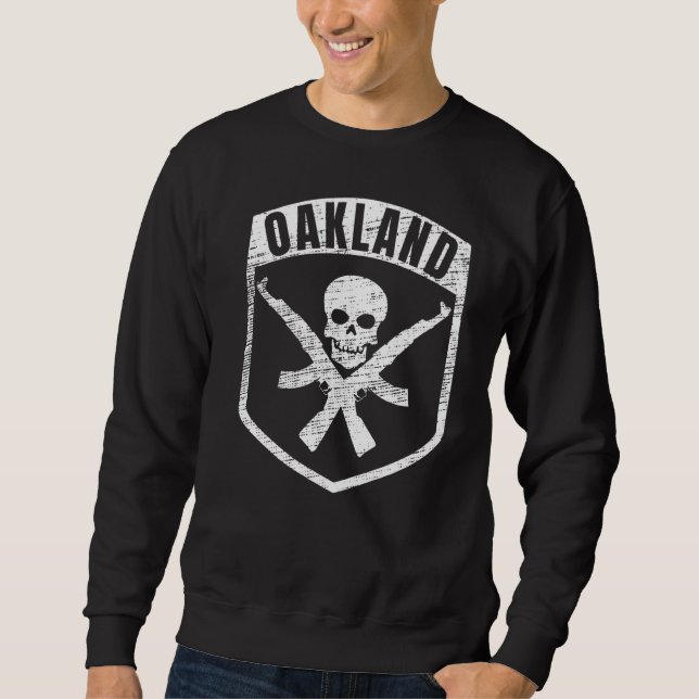 Sweatshirt Oakland California Skull Ak 47 Hip hop Rap (Devant)