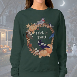 Sweatshirt Observateur d'oiseaux Halloween Farce ou Tweet Ver