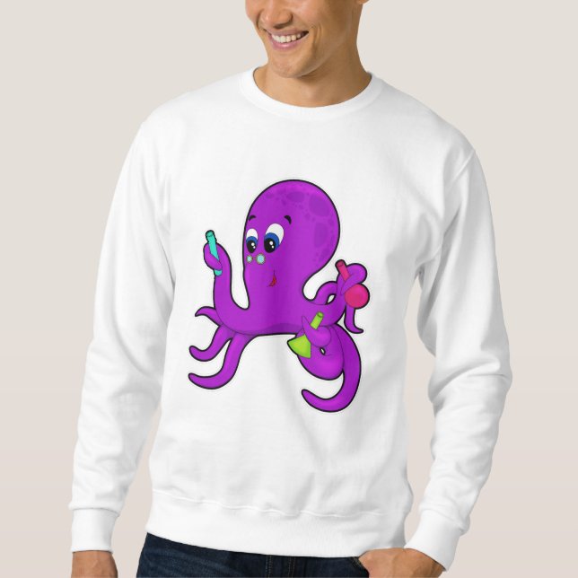 Sweatshirt Octopus comme enseignant avec équipement de labora (Devant)