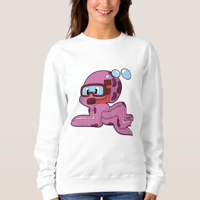 Sweatshirt Octopus comme plongeur avec tuba (Devant)