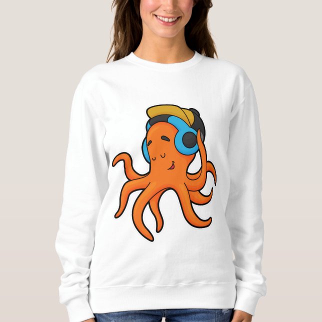Sweatshirt Octopus en musique avec casque (Devant)