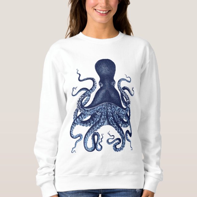 Sweatshirt Octopus, Kraken, gravure vintage, aquarelle, (Devant)