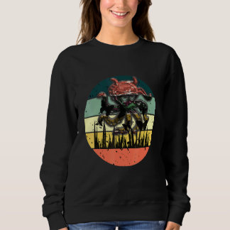 Sweatshirt Octopus rétro dansant au champ avec des papillons