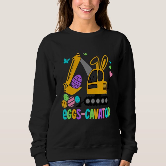 Sweatshirt Oeufs Cavateur Lapin de Pâques Excavateur Garçons  (Devant)