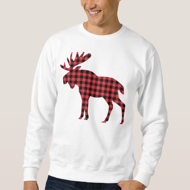 Sweatshirt Oiseau boisé de Noël - Oiseau plaid de Buffalo rou (Devant)