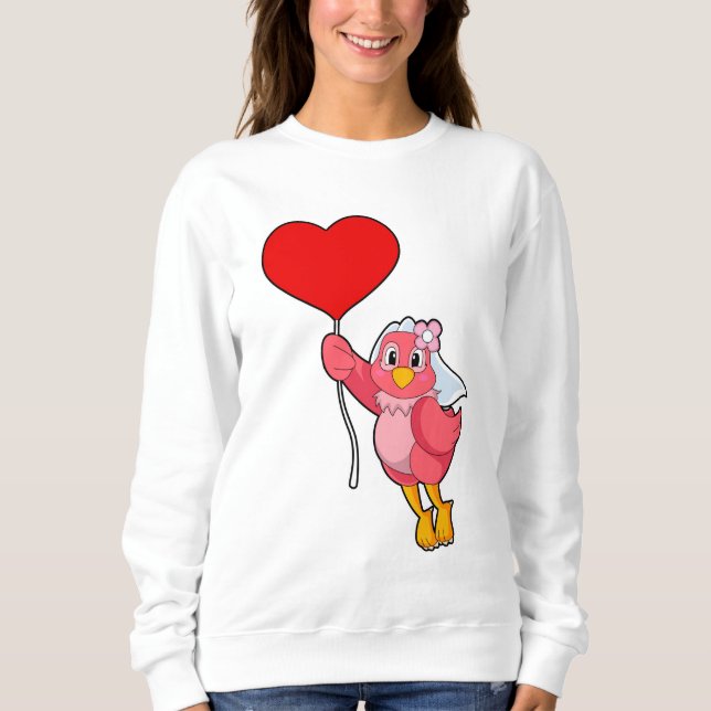Sweatshirt Oiseau comme mariée avec voile et ballon en forme  (Devant)