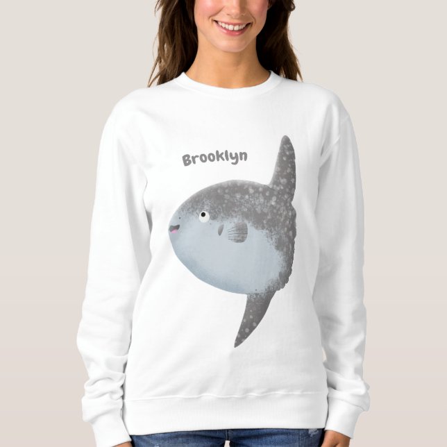 Sweatshirt Oiseau de mer mola mola mignonne caricature (Devant)