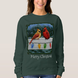 Sweatshirt Oiseaux cardinaux et lumières de Noël