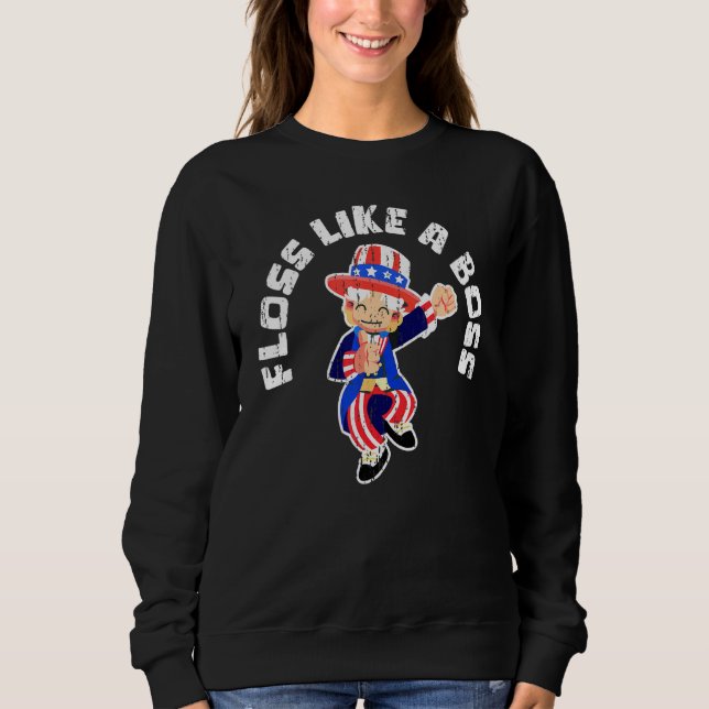Sweatshirt Oncle Sam 4 juillet Floss Comme Un Patron (Devant)