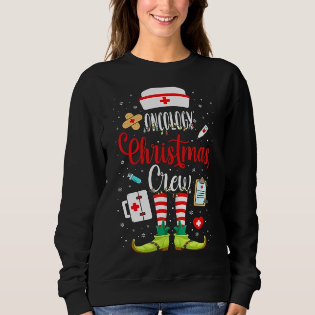 Sweatshirt Oncologie Équipage de Noël Oncologie Infirmière On (Devant)
