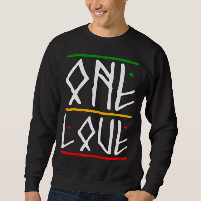Sweatshirt One Love Rasta Colors Reggae (Devant)