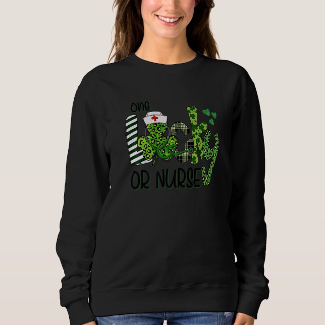 Sweatshirt One Lucky Or Nurse Shamrock Stethoscope St Patrick (Devant)