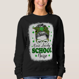Sweatshirt One Lucky School Nurse Leopard Shamrock St Patrick