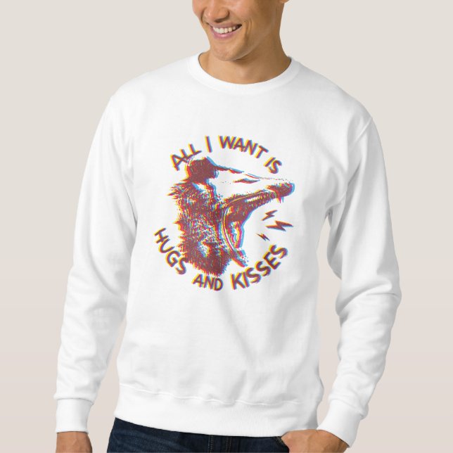 Sweatshirt Opossum Possum Souhaitant Aimer Drôle Mème Animal (Devant)