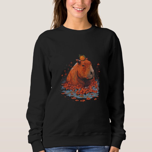Sweatshirt Orange Capybara Water Vex Fun Playful Animal (Devant)