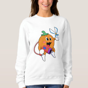Sweatshirt Orange comme Coiffeur avec ciseaux et sèche-cheveu