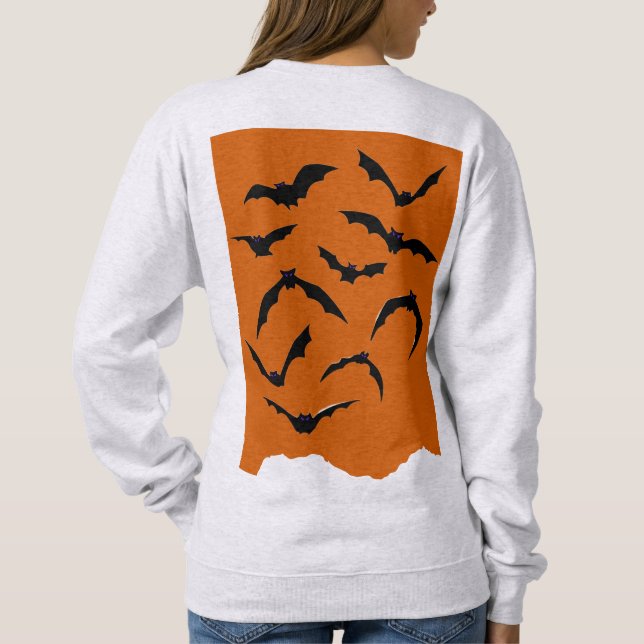 Sweatshirt Orange Noir Éffrayant chauves-souris Moderne Hallo (Dos)