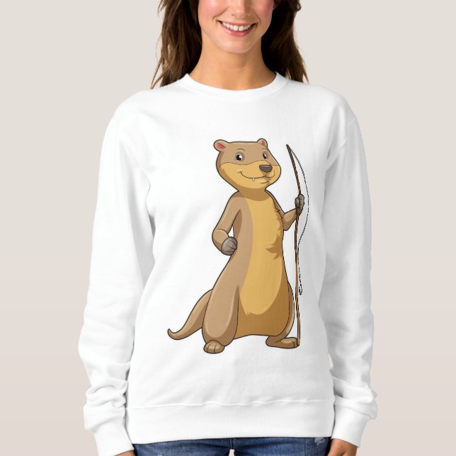 Sweatshirt Otter comme Fisher avec canne à pêche (Devant)