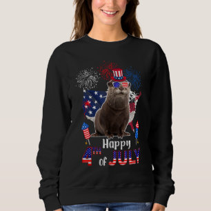 Sweatshirt Otter Fier Drapeau Américain Feu d'artifice Joyeux
