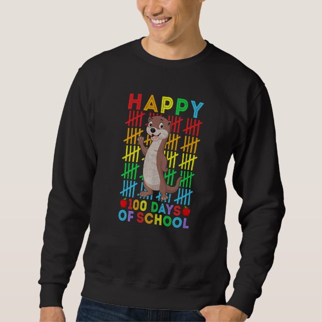 Sweatshirt Otter Teacher Student Happy 100 Days of School (Devant)