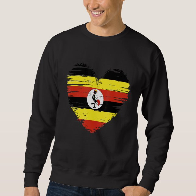 Sweatshirt Ouganda Coeur drapeau ougandais Fierté ougandaise (Devant)