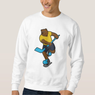 Sweatshirt Ours au hockey sur glace avec bâton de hockey sur