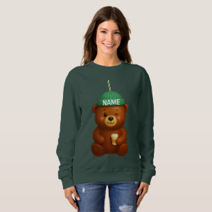 Sweatshirt Ours Barista Nom Personnalisé   Ours Barista Perso