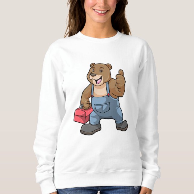 Sweatshirt Ours comme artisan avec boîte à outils (Devant)