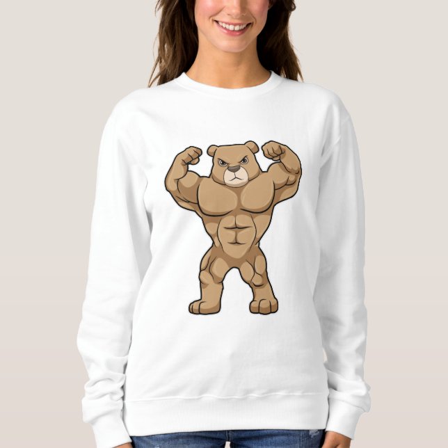 Sweatshirt Ours comme Bodybuilder avec de grands Muscles (Devant)