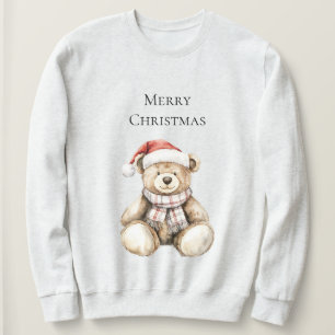 Sweatshirt Ours en peluche de Noël Plaid à la crème