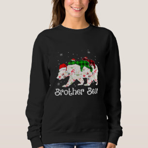 Sweatshirt Ours Frère Deux Cubes Rouge Vert Plaid Noël Pa