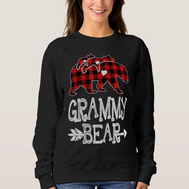 Sweatshirt Ours Grammy Rouge Deux Cubes Correspondant Buffalo (Devant)