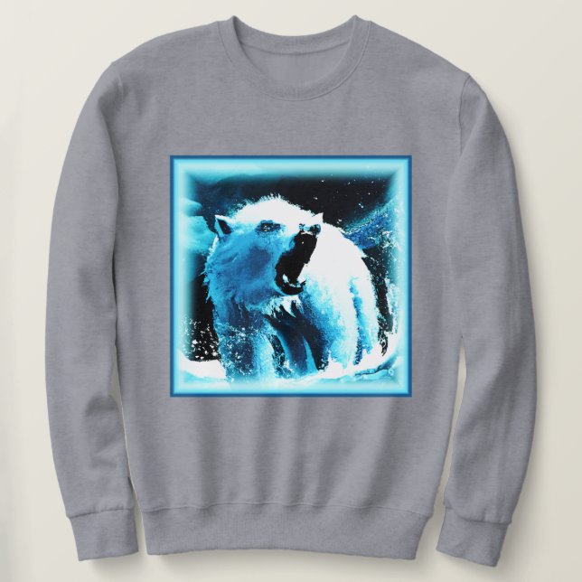 Sweatshirt "Ours Polaire En Colère" Belle Peinture. Commandez (Design devant)