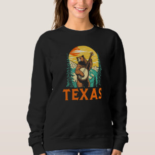 Sweatshirt Ours texan qui pince du banjo en plein air et musi