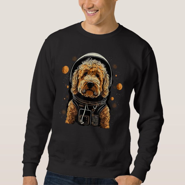 Sweatshirt Outer Space Golden Doodle on Galaxy Astronaut Gold (Devant)